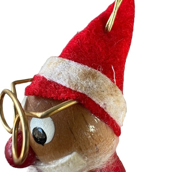 Vintage Kurt Adler Wooden Santa Gnome Christmas Tree Ornament Japan Glasses READ - Picture 5 of 9